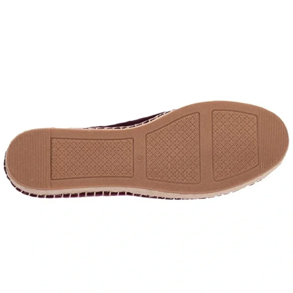 Tory Burch Velvet Platform Espadrille Black Cherry Size 5.5